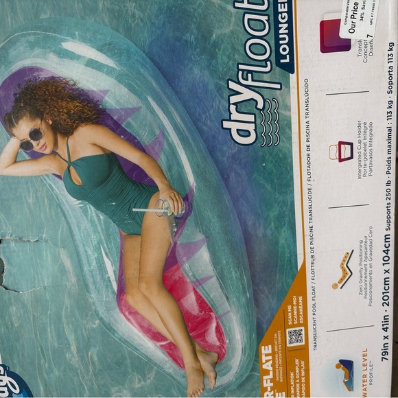 Swimways Dry Lounger Inflatable Recliner Chair, Foot Rest & Cup Holder. NWT! - Picture 9 of 9